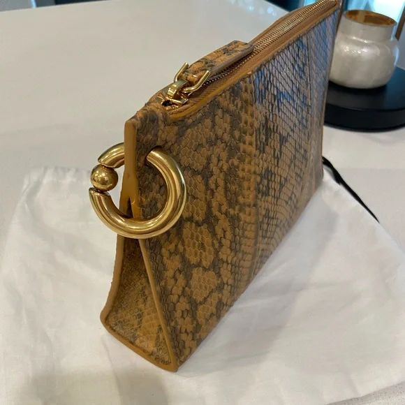 A.L.C. Joni Gold Snakeskin Handbag Clutch Purse NWOT, gold colored hardware - Picture 9 of 11